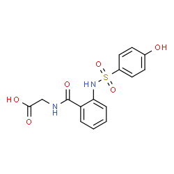 ChemSpider 2D Image | N-(2-{[(4-Hydroxyphenyl)sulfonyl]amino}benzoyl)glycine | C15H14N2O6S