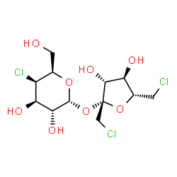 ChemSpider 2D Image | 1,6-Dichloro-1,6-dideoxy-beta-L-fructofuranosyl 4-chloro-4-deoxy-alpha-D-galactopyranoside | C12H19Cl3O8