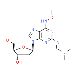 ChemSpider 2D Image | 2'-Deoxy-2-{(E)-[(dimethylamino)methylene]amino}-N-methoxyadenosine | C14H21N7O4