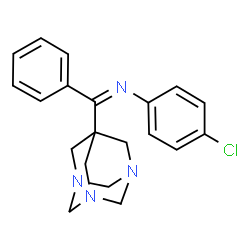ChemSpider 2D Image | 4-Chloro-N-[(Z)-phenyl(1,3,5-triazatricyclo[3.3.1.1~3,7~]dec-7-yl)methylene]aniline | C20H21ClN4