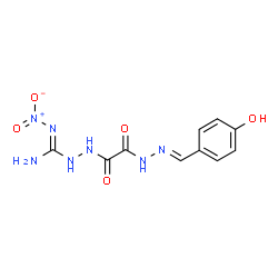 ChemSpider 2D Image | 2-{[(2E)-2-(4-Hydroxybenzylidene)hydrazino](oxo)acetyl}-N-nitrohydrazinecarboximidamide | C10H11N7O5