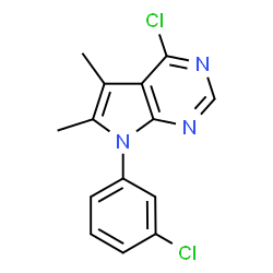 ChemSpider 2D Image | 4-Chloro-7-(3-chlorophenyl)-5,6-dimethyl-7H-pyrrolo[2,3-d]pyrimidine | C14H11Cl2N3
