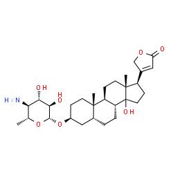 ChemSpider 2D Image | (3beta,5beta,14xi)-3-[(4-Amino-4,6-dideoxy-beta-D-glucopyranosyl)oxy]-14-hydroxycard-20(22)-enolide | C29H45NO7