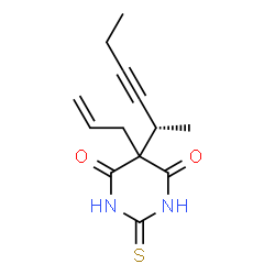 ChemSpider 2D Image | 5-Allyl-5-[(2S)-3-hexyn-2-yl]-2-thioxodihydro-4,6(1H,5H)-pyrimidinedione | C13H16N2O2S