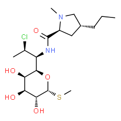 ChemSpider 2D Image | Methyl (5R)-5-[(1S,2R)-2-chloro-1-{[(4R)-1-methyl-4-propyl-L-prolyl]amino}propyl]-1-thio-beta-L-arabinopyranoside | C18H33ClN2O5S