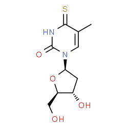 ChemSpider 2D Image | 1-(2-Deoxy-beta-D-erythro-pentofuranosyl)-5-methyl-4-thioxo-3,4-dihydro-2(1H)-pyrimidinone | C10H14N2O4S