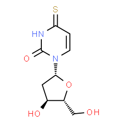 ChemSpider 2D Image | 1-(2-Deoxy-beta-D-erythro-pentofuranosyl)-4-thioxo-3,4-dihydro-2(1H)-pyrimidinone | C9H12N2O4S