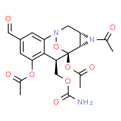 ChemSpider 2D Image | (8R,9S,10S,12S)-11-Acetyl-8-[(carbamoyloxy)methyl]-4-formyl-14-oxa-1,11-diazatetracyclo[7.4.1.0~2,7~.0~10,12~]tetradeca-2,4,6-triene-6,9-diyl diacetate | C20H21N3O9