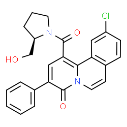 ChemSpider 2D Image | 10-Chloro-1-[[(2R)-2-(hydroxymethyl)-1-pyrrolidinyl]carbonyl]-3-phenyl-4H-benzo[a]quinolizin-4-one | C25H21ClN2O3