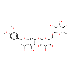 ChemSpider 2D Image | (2S)-2-(3,4-Dimethoxyphenyl)-5-hydroxy-4-oxo-3,4-dihydro-2H-chromen-7-yl 6-O-(6-deoxy-alpha-L-mannopyranosyl)-beta-D-mannopyranoside | C29H36O15