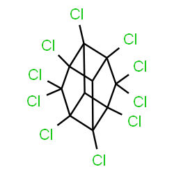 ChemSpider 2D Image | 1,2,4,5,5,6,8,9,10,10-Decachloropentacyclo[5.3.0.0~2,6~.0~3,9~.0~4,8~]decane | C10H2Cl10