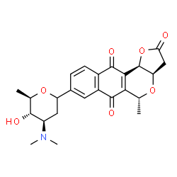 ChemSpider 2D Image | (1xi)-1,5-Anhydro-2,3,6-trideoxy-3-(dimethylamino)-1-[(3aR,5R,11bR)-5-methyl-2,6,11-trioxo-3,3a,5,6,11,11b-hexahydro-2H-benzo[g]furo[3,2-c]isochromen-8-yl]-D-arabino-hexitol | C24H27NO7