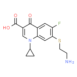 ChemSpider 2D Image | 7-[(2-Aminoethyl)sulfanyl]-1-cyclopropyl-6-fluoro-4-oxo-1,4-dihydro-3-quinolinecarboxylic acid | C15H15FN2O3S
