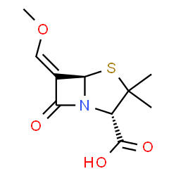 ChemSpider 2D Image | (2S,5R,6Z)-6-(Methoxymethylene)-3,3-dimethyl-7-oxo-4-thia-1-azabicyclo[3.2.0]heptane-2-carboxylic acid | C10H13NO4S