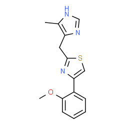 ChemSpider 2D Image | 4-(2-Methoxyphenyl)-2-[(5-methyl-1H-imidazol-4-yl)methyl]-1,3-thiazole | C15H15N3OS