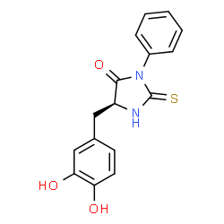 ChemSpider 2D Image | (5S)-5-(3,4-Dihydroxybenzyl)-3-phenyl-2-thioxo-4-imidazolidinone | C16H14N2O3S