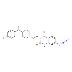 ChemSpider 2D Image | 7-Azido-3-{2-[4-(4-fluorobenzoyl)-1-piperidinyl]ethyl}-2,4(1H,3H)-quinazolinedione | C22H22FN6O3