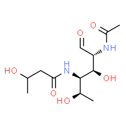 ChemSpider 2D Image | 2-Acetamido-2,4,6-trideoxy-4-[(3-hydroxybutanoyl)amino]-D-glucose | C12H22N2O6
