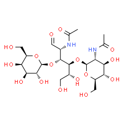 ChemSpider 2D Image | 2-Acetamido-2-deoxy-beta-D-glucopyranosyl-(1->4)-[beta-D-galactopyranosyl-(1->3)]-2-acetamido-2-deoxy-D-galactose | C22H38N2O16