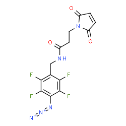 ChemSpider 2D Image | N-(4-Azido-2,3,5,6-tetrafluorobenzyl)-3-(2,5-dioxo-2,5-dihydro-1H-pyrrol-1-yl)propanamide | C14H10F4N5O3