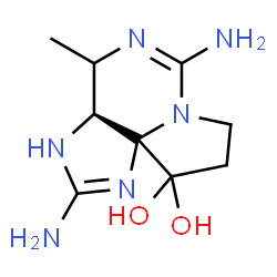 ChemSpider 2D Image | (3aS)-2,6-Diamino-4-methyl-3a,4,8,9-tetrahydro-3H,10H-pyrrolo[1,2-c]purine-10,10-diol | C9H16N6O2