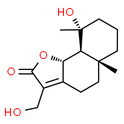 ChemSpider 2D Image | (5aR,9R,9aS,9bR)-9-Hydroxy-3-(hydroxymethyl)-5a,9-dimethyl-5,5a,6,7,8,9,9a,9b-octahydronaphtho[1,2-b]furan-2(4H)-one | C15H22O4