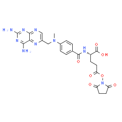 ChemSpider 2D Image | (2S)-2-[(4-{[(2,4-Diamino-6-pteridinyl)methyl](methyl)amino}benzoyl)amino]-5-[(2,5-dioxo-1-pyrrolidinyl)oxy]-5-oxopentanoic acid | C24H25N9O7