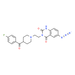 ChemSpider 2D Image | 6-Azido-3-{2-[4-(4-fluorobenzoyl)-1-piperidinyl]ethyl}-2,4(1H,3H)-quinazolinedione | C22H22FN6O3