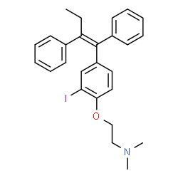 ChemSpider 2D Image | 2-{4-[(1Z)-1,2-Diphenyl-1-buten-1-yl]-2-iodophenoxy}-N,N-dimethylethanamine | C26H28INO