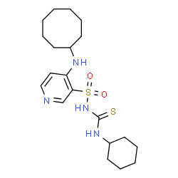 ChemSpider 2D Image | N-(Cyclohexylcarbamothioyl)-4-(cyclooctylamino)-3-pyridinesulfonamide | C20H32N4O2S2