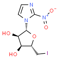 ChemSpider 2D Image | 1-(5-Deoxy-5-iodo-beta-D-ribofuranosyl)-2-nitro-1H-imidazole | C8H10IN3O5