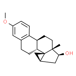 ChemSpider 2D Image | (4bS,6aS,7S,8aR,9aR,9bR)-2-Methoxy-6a-methyl-4b,6,6a,7,8,8a,9,9b,10,11-decahydro-5H-cyclopropa[1,5]cyclopenta[1,2-a]phenanthren-7-ol | C20H26O2