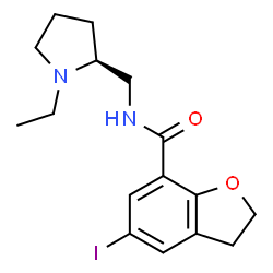 ChemSpider 2D Image | N-{[(2S)-1-Ethyl-2-pyrrolidinyl]methyl}-5-iodo-2,3-dihydro-1-benzofuran-7-carboxamide | C16H21IN2O2