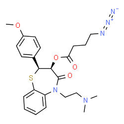ChemSpider 2D Image | (2S,3S)-5-[2-(Dimethylamino)ethyl]-2-(4-methoxyphenyl)-4-oxo-2,3,4,5-tetrahydro-1,5-benzothiazepin-3-yl 4-azidobutanoate | C24H30N5O4S