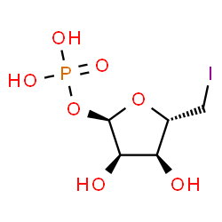 ChemSpider 2D Image | 5-Deoxy-5-iodo-1-O-phosphono-alpha-D-ribofuranose | C5H10IO7P