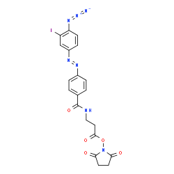 ChemSpider 2D Image | 2,5-Dioxo-1-pyrrolidinyl N-{4-[(E)-(4-azido-3-iodophenyl)diazenyl]benzoyl}-beta-alaninate | C20H17IN7O5