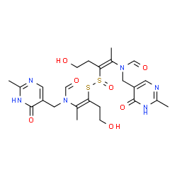 ChemSpider 2D Image | S-[(2Z)-2-{Formyl[(2-methyl-6-oxo-1,6-dihydro-5-pyrimidinyl)methyl]amino}-5-hydroxy-2-penten-3-yl] (2Z)-2-{formyl[(2-methyl-6-oxo-1,6-dihydro-5-pyrimidinyl)methyl]amino}-5-hydroxy-2-pentene-3-sulfinot
hioate | C24H32N6O7S2