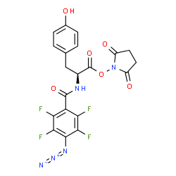 ChemSpider 2D Image | 2,5-Dioxo-1-pyrrolidinyl N-(4-azido-2,3,5,6-tetrafluorobenzoyl)-L-tyrosinate | C20H14F4N5O6