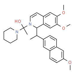 ChemSpider 2D Image | 1-{6,7-Dimethoxy-1-[1-(6-methoxy-2-naphthyl)ethyl]-2(1H)-isoquinolinyl}-1-(1-piperidinyl)ethanol | C31H38N2O4