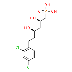 ChemSpider 2D Image | [(2R,4R)-6-(2,4-Dichlorophenyl)-2,4-dihydroxyhexyl]phosphonic acid | C12H17Cl2O5P