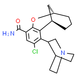 ChemSpider 2D Image | (1R,9S)-3-(1-Azabicyclo[2.2.2]oct-3-yl)-4-chloro-8-oxatricyclo[7.3.1.0~2,7~]trideca-2,4,6-triene-6-carboxamide | C20H25ClN2O2