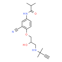 ChemSpider 2D Image | N-(3-Cyano-4-{2-hydroxy-3-[(2-methyl-3-butyn-2-yl)amino]propoxy}phenyl)-2-methylpropanamide | C19H25N3O3
