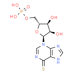 ChemSpider 2D Image | 3-(5-O-Phosphono-alpha-D-ribofuranosyl)-3,7-dihydro-6H-purine-6-thione | C10H13N4O7PS