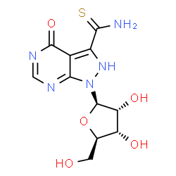 ChemSpider 2D Image | 4-Oxo-1-(beta-D-ribofuranosyl)-2,4-dihydro-1H-pyrazolo[3,4-d]pyrimidine-3-carbothioamide | C11H13N5O5S