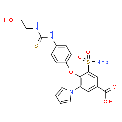 ChemSpider 2D Image | 4-(4-{[(2-Hydroxyethyl)carbamothioyl]amino}phenoxy)-3-(1H-pyrrol-1-yl)-5-sulfamoylbenzoic acid | C20H20N4O6S2