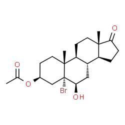 ChemSpider 2D Image | (3beta,5alpha,6beta)-5-Bromo-6-hydroxy-17-oxoandrostan-3-yl acetate | C21H31BrO4
