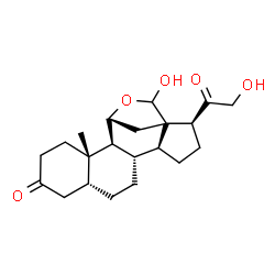 ChemSpider 2D Image | (5beta,11alpha,13xi)-18,21-Dihydroxy-11,18-epoxypregnane-3,20-dione | C21H30O5