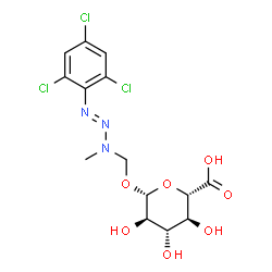 ChemSpider 2D Image | [(2E)-1-Methyl-3-(2,4,6-trichlorophenyl)-2-triazen-1-yl]methyl beta-D-glucopyranosiduronic acid | C14H16Cl3N3O7