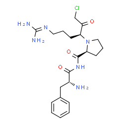ChemSpider 2D Image | N-[(2R)-2-Amino-3-phenylpropanoyl]-1-{(3S)-1-chloro-6-[(diaminomethylene)amino]-2-oxo-3-hexanyl}-L-prolinamide | C21H31ClN6O3