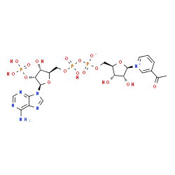 ChemSpider 2D Image | [(2R,3S,4R,5R)-5-(3-acetylpyridin-1-ium-1-yl)-3,4-dihydroxy-tetrahydrofuran-2-yl]methyl [[(2R,3R,4R,5R)-5-(6-aminopurin-9-yl)-3-hydroxy-4-phosphonooxy-tetrahydrofuran-2-yl]methoxy-hydroxy-phosphoryl] phosphate | C22H29N6O17P3